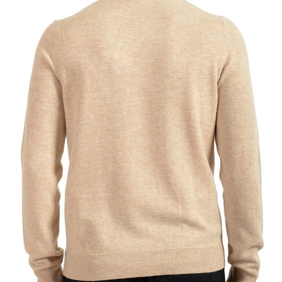 Malo Optimum Men's Light Beige Wool Cashmere Mockneck Pullover Sweater - Picture 3 of 6